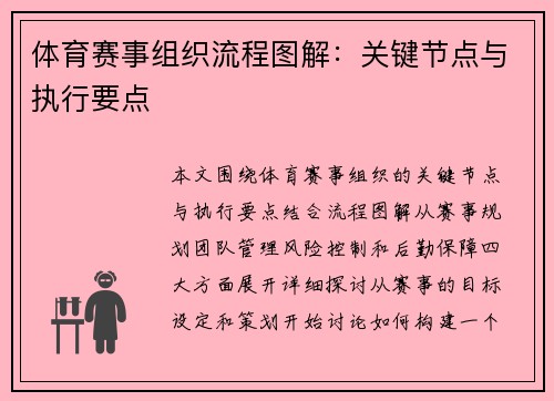 体育赛事组织流程图解：关键节点与执行要点